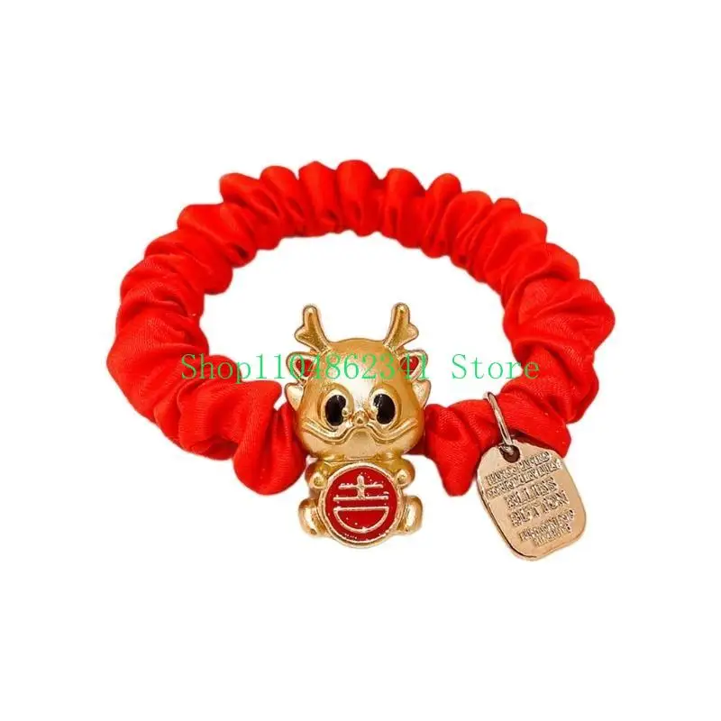 

652F Dragon Year Hairband Girls Elastic Ponytail Holder Spring Festival Hair Ropes