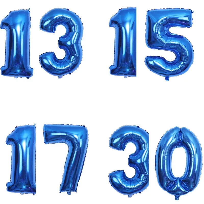 1Pcs 32 Inch Foil Balloon Number 0-9 Digits Boys Girls First 13,15,17 Years Old Birthday Party Deep Blue Balloons Party Supply