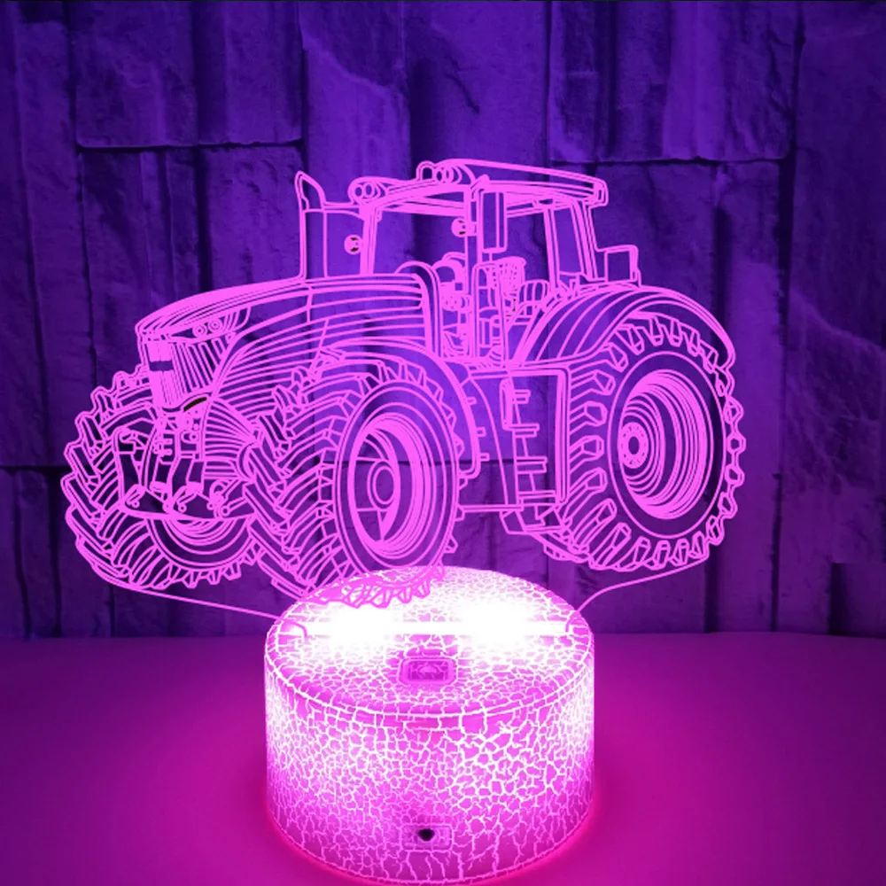 Nighdn 3D Illusion Lamp Tractor Night Light for Bedroom Decoration Led Table Desk Lamp Tractor Gifts for Boys Child Nightlight