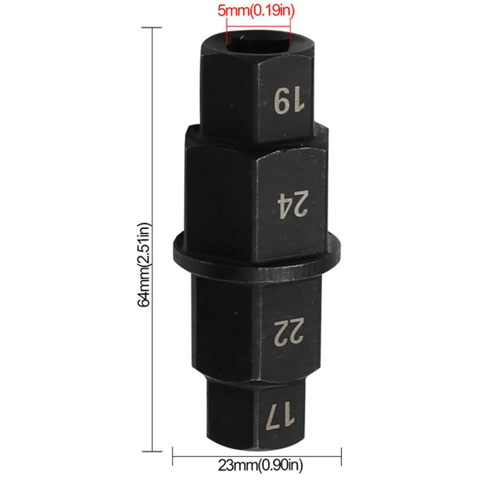Hex Axle Spindle Socket Driver Tool 17mm 19mm 22mm 24mm for 3 Wheels Motorcycle Repair and Maintenance