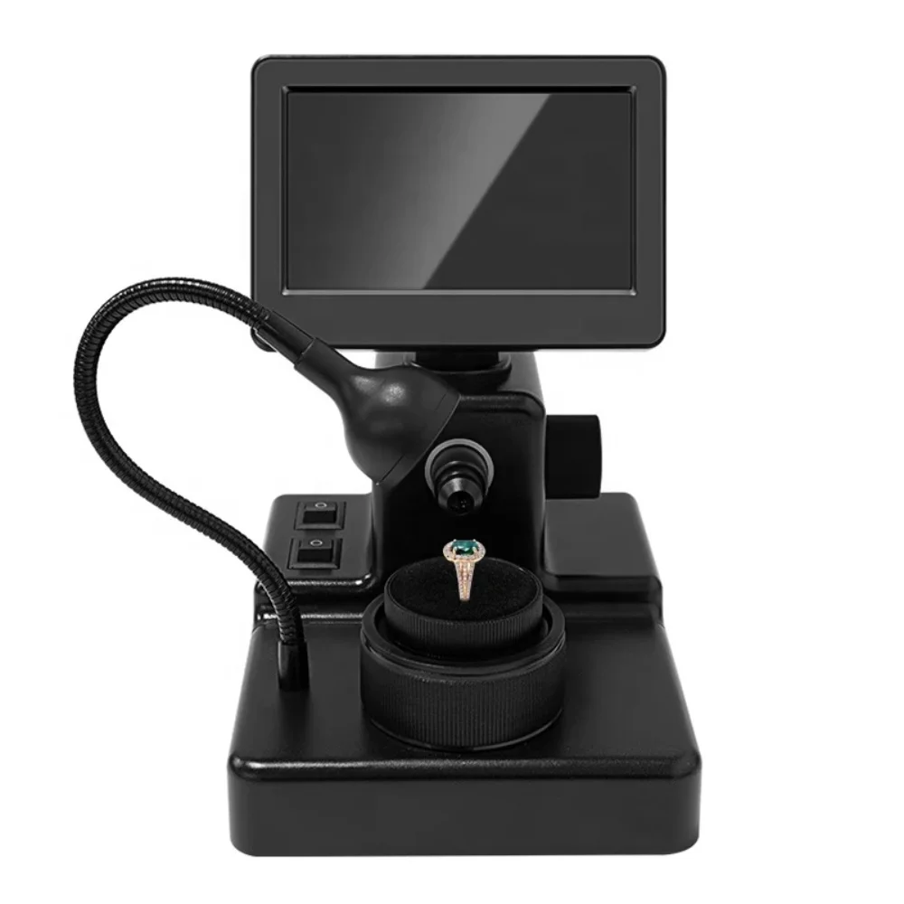 DM10 1000X 12MP Diamond Jewelry Microscope 4.3 Inch HD Digital Stereo Video Microscope Magnifier for Jewelry Identification