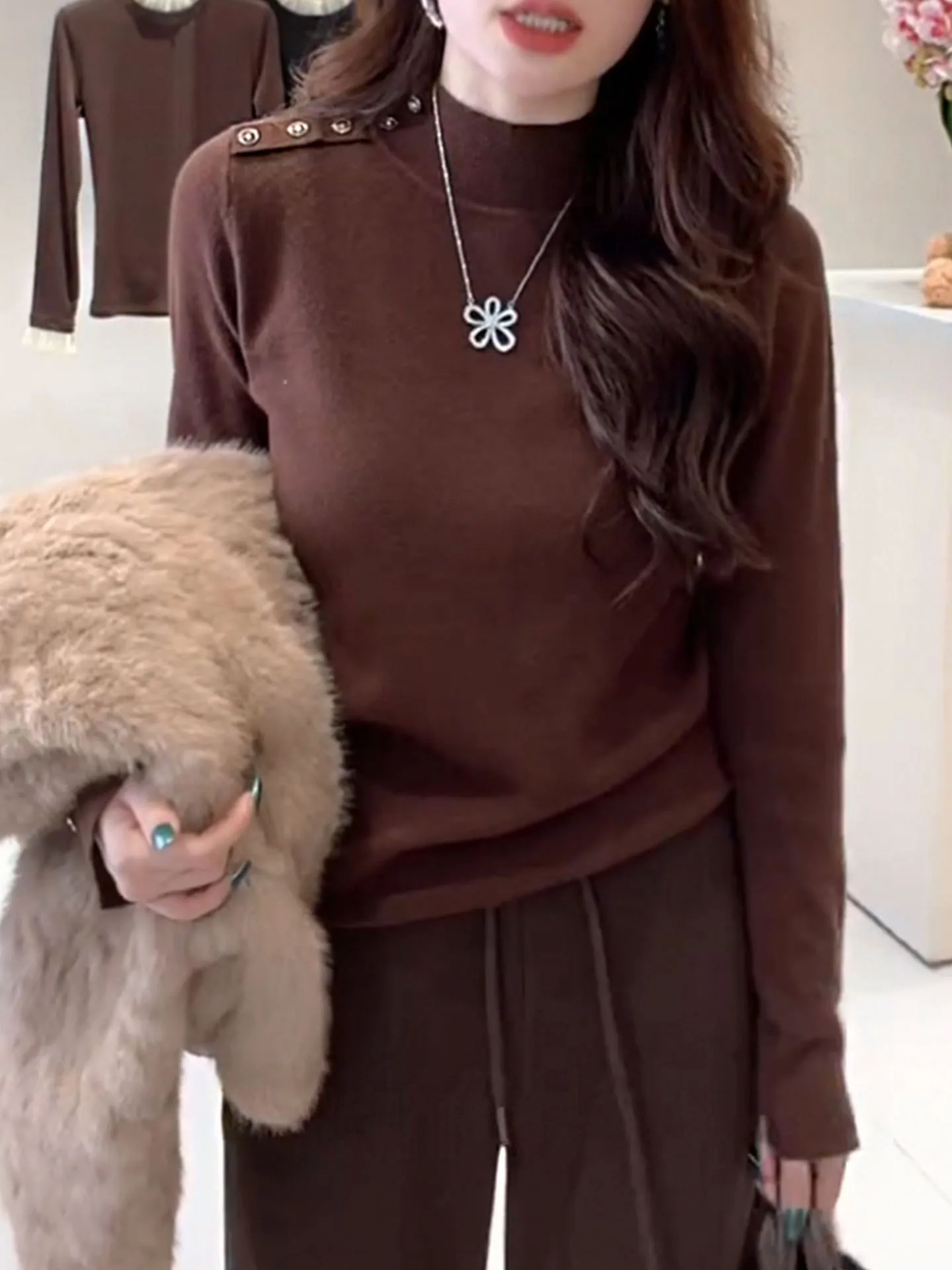 เสื้อไหมพรมคอสูงทรงหลวม สไตล์ยุโรป เรียบง่าย ใส่ได้ทุกโอกาส เหมาะสำหรับฤดูหนาว ให้ความรู้สึกสบาย