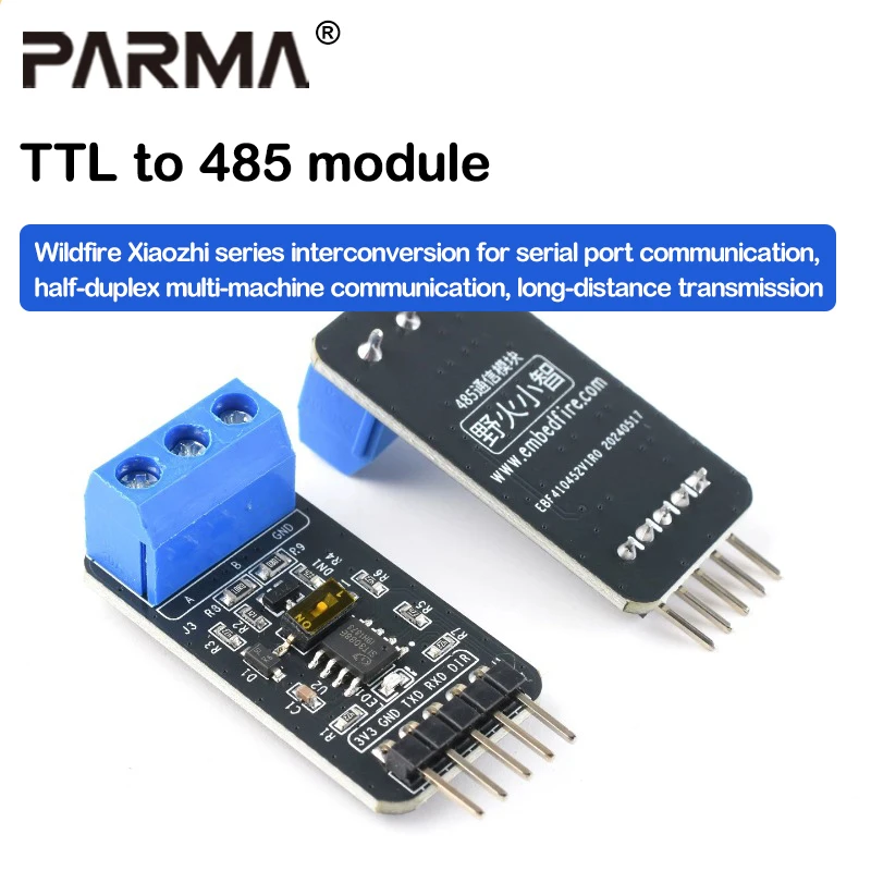 TTL to 485 module conversion for serial port communication, half-duplex multi-machine communication, long-distance transmission