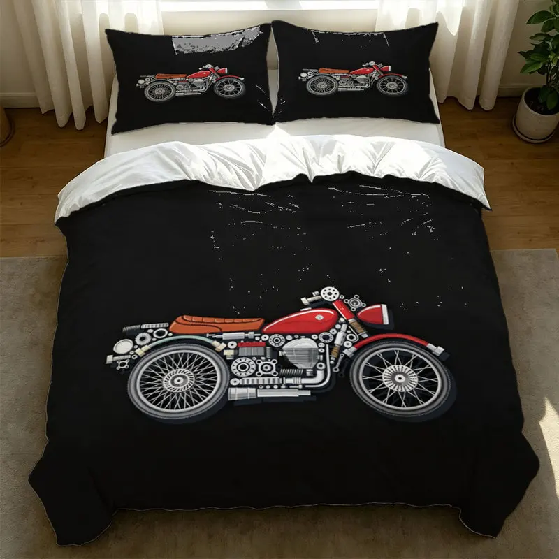 2/3Pcs Microfiber Modern Duvet Cover Set,Ultra-Soft,Breathable,Skin-Friendly,Durable,80S Retro Tech and Fashion Icons Print