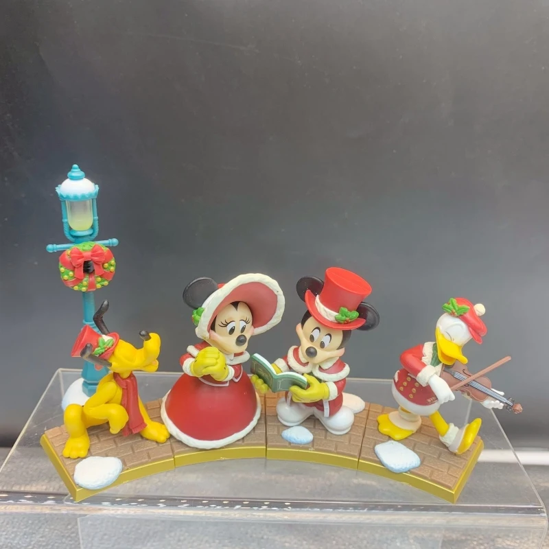 Venda quente disney natal limitado brinquedo periférico kawaii mickey minnie estatuetas coleção modelos mesa decoração presentes de natal