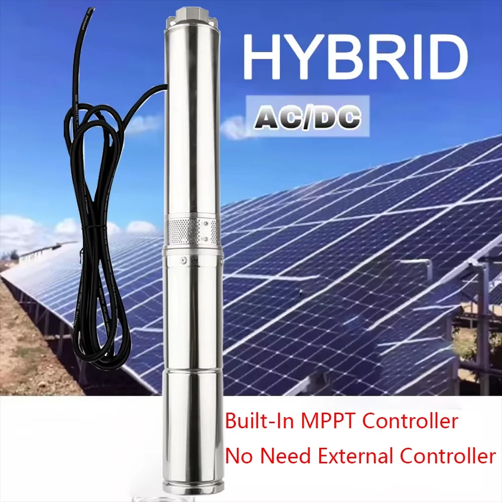 AC DC Hybrid Solar Submersible Pump With Built-in MPPT Controller 24 Hours Uninterrupted Water Supply For Farm Irrigation & Rura