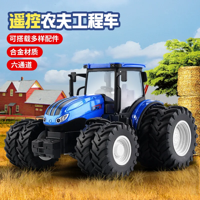 

Farmer Car Remote Control Tractor Trailer 2.4g Rc Tractor Simulation Engineering Construction Truck Model Toy Tillage Machine