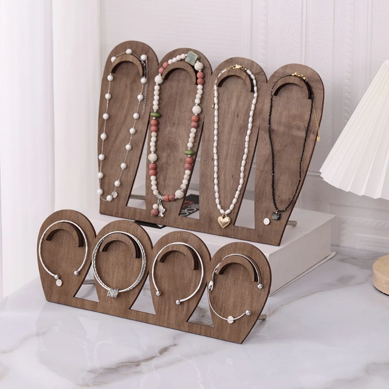 Wooden Multi Slots Jewelry Display Stand Bracelet Bangle Bead Organizer Desktop Necklace Watch Storage Rack For Shop Wholesale