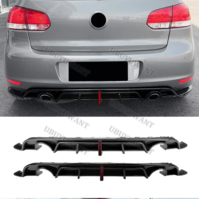 For Volkswagen Golf 6 MK6 Standard Edition 2008-2012 Carbon /Black Car Rear Diffuser Lip Spoiler Bumper Guardr Body Kits