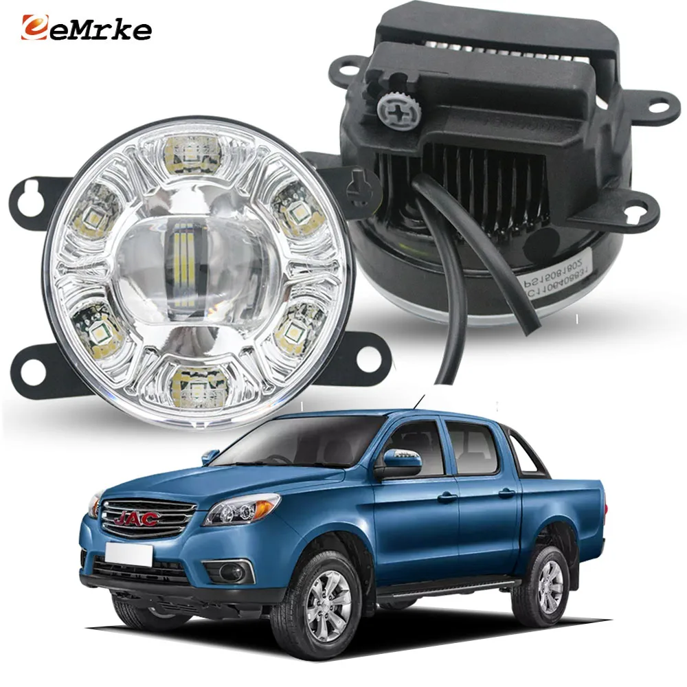 Easy Install Led Fog Light PTF for Jac T6 Pickup 2015 2016 2017 2018 2019 2020 2021 2022 with Lens 6-Point DRL E-MARK E4 DOT.