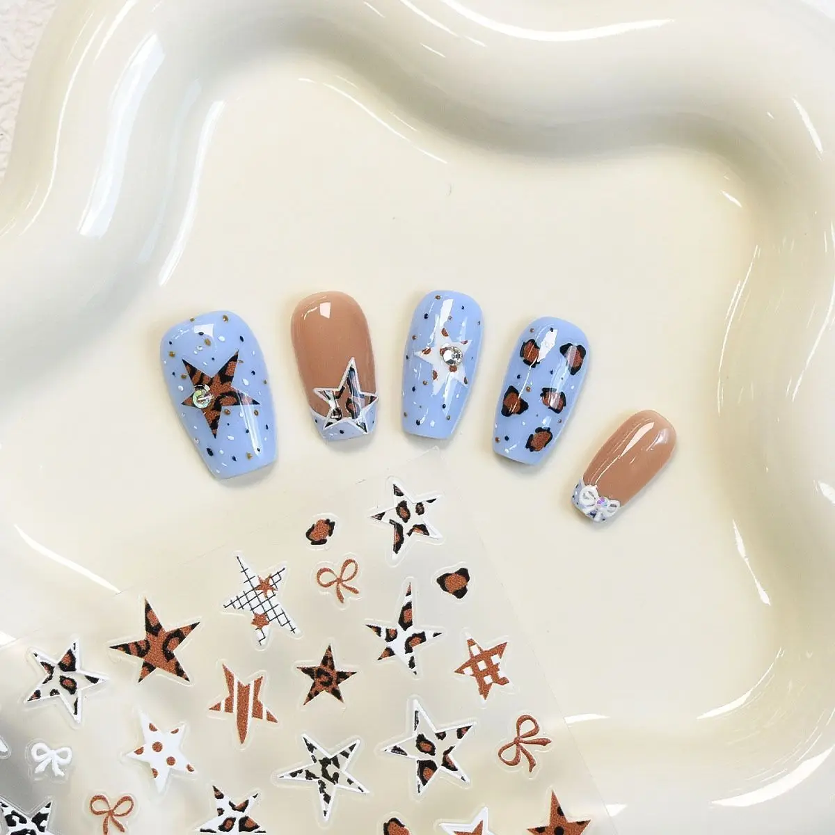 Star Leopard Nail Stickers Sweet Cool Girl Pure Desire Leopard Nail Stickers Dopamine Star Leopard Nail Stickers Nail Art