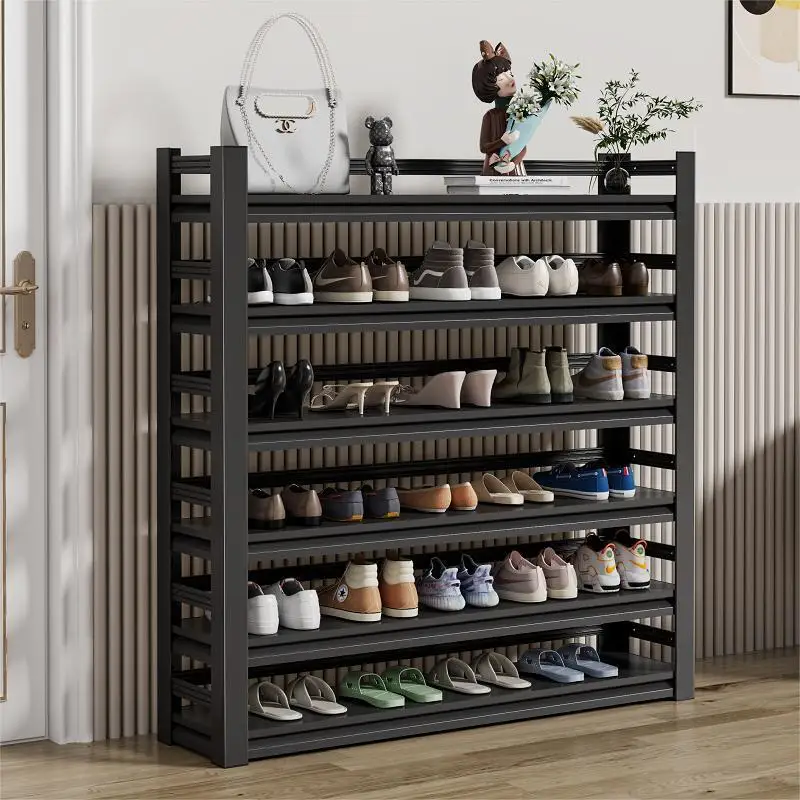 Shoe rack storage rack multi-layer steel simple entrance shoe cabinet doo indoor wrought iron storage shoe rack behind