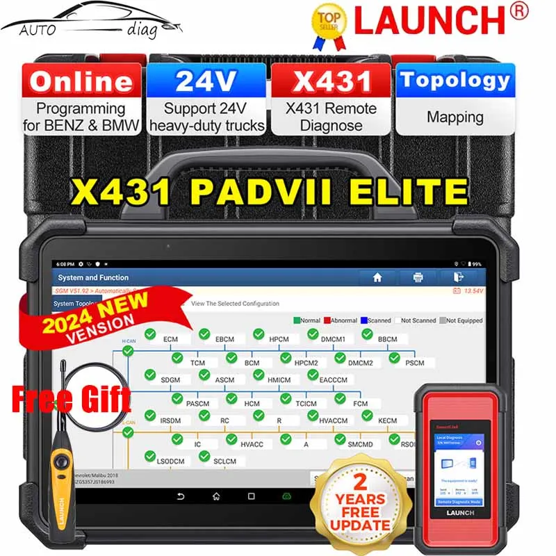 

LAUNCH X431 PAD7 PAD VII OBD2 Scanner Online Programming Diagnostic Tools Smart Box For Heavy Duty Trucks Automotive Tools