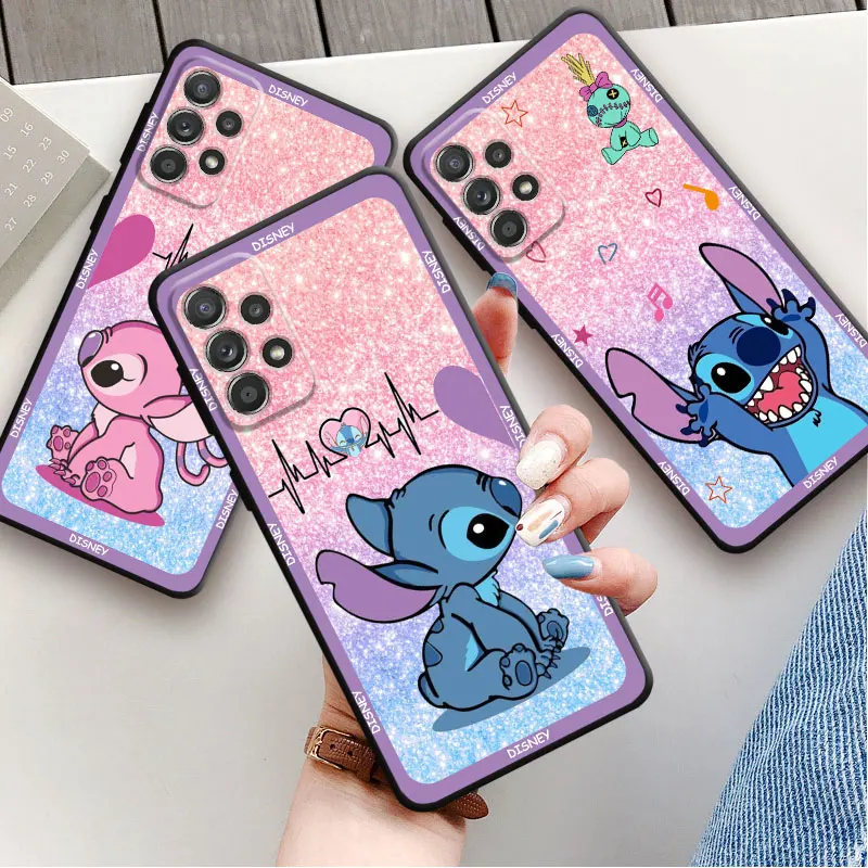 Phone Case for Samsung A12 A52 A14 A53 A71 A72 A11 A21 A33 A50 A70 Silicone Cover Love Stitch Angel Couple