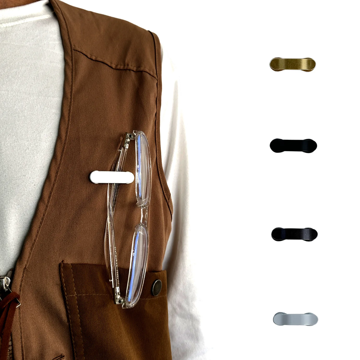 Magnetischer Brillenclip Brosche Schnalle Minimalistisches Kleidungszubehör für Männer und Frauen Zinklegierung Metall-Brillenclip-Anstecknadel – Detail 5