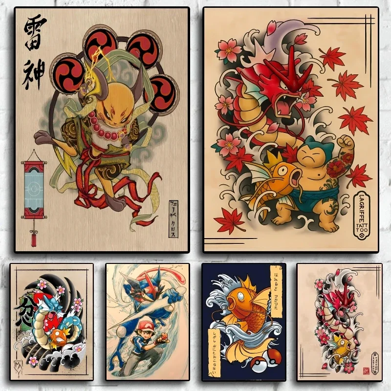 Classic Anime Canvas Printing Pokemon Wall Decoration Poster Toys Modular Painting Comics Pictures Children Gifts Hanging