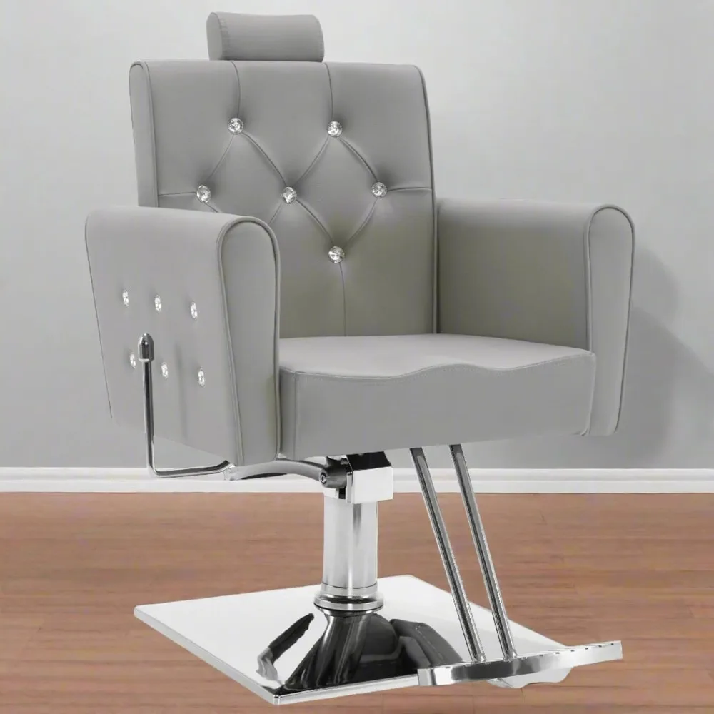 

Classic Hydraulic Recliner Barber Chair Antique Hair Spa Salon Styling Beauty Equipment (Grey), Customized