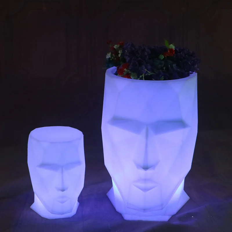 Outdoor Illuminated Flower Plant Pot Color Flower pot for human head Changing Garden Waterproof Led Home Pots