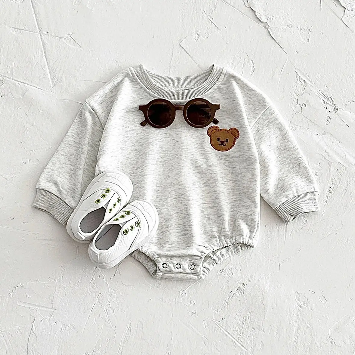 Baby Clothes Romper Long Sleeve Bear Sweatshirt Sweet Lavender Terry Cotton 0-2Y Newborn Boy Girl Bodysuits Infant Fall Winter