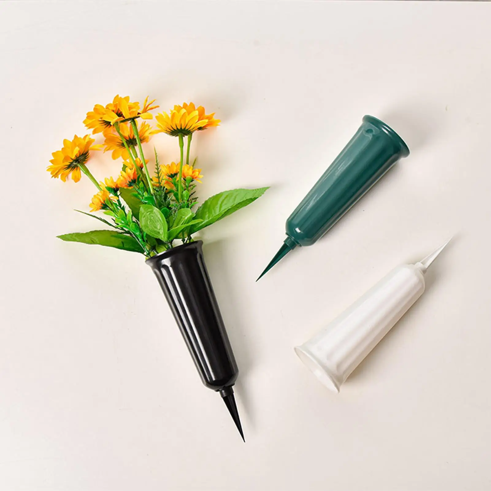 Cemetery Vase for Grave with Stake Memorial Flower Holder Cemetery Grave Vase for Graveyard Gravestone Plants Outdoor Tombstone