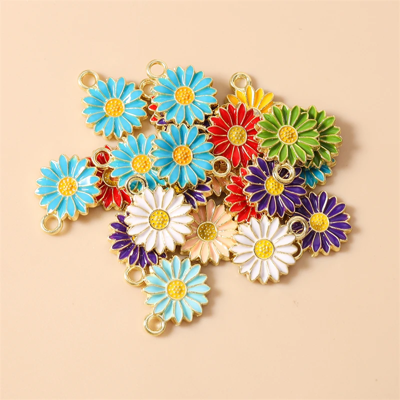 10 Stück 14 x 17 mm niedliche Emaille-Blumen-Anhänger für die Schmuckherstellung, Halsketten, Ohrringe, Armbänder, DIY, handgefertigtes Kunsthandwerk, Zubehör – Detail 4