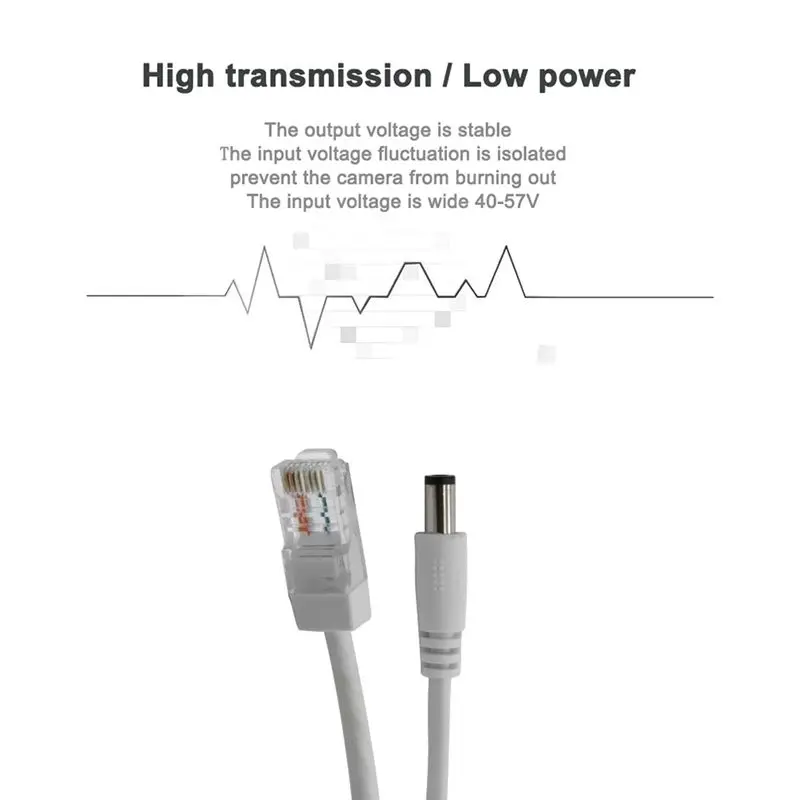 ABGI-10Pc POE Spliter مقاوم للماء مع فيديو Balun + كابل محول الطاقة وحدة إمداد حاقن 48 إلى 12 فولت لموسع كاميرا IP، Du