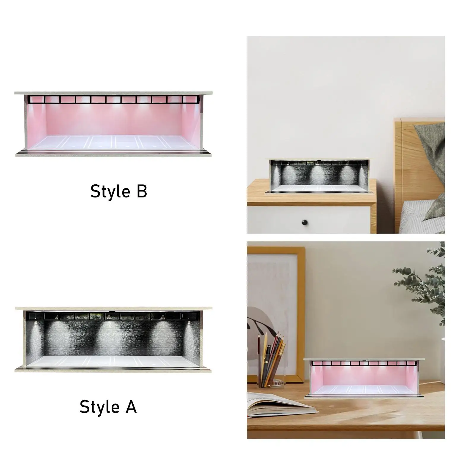 1/64 Scale Miniature Car Model Display Case Acrylic Showcase Garage Scenery for Home Office Desk Decoration