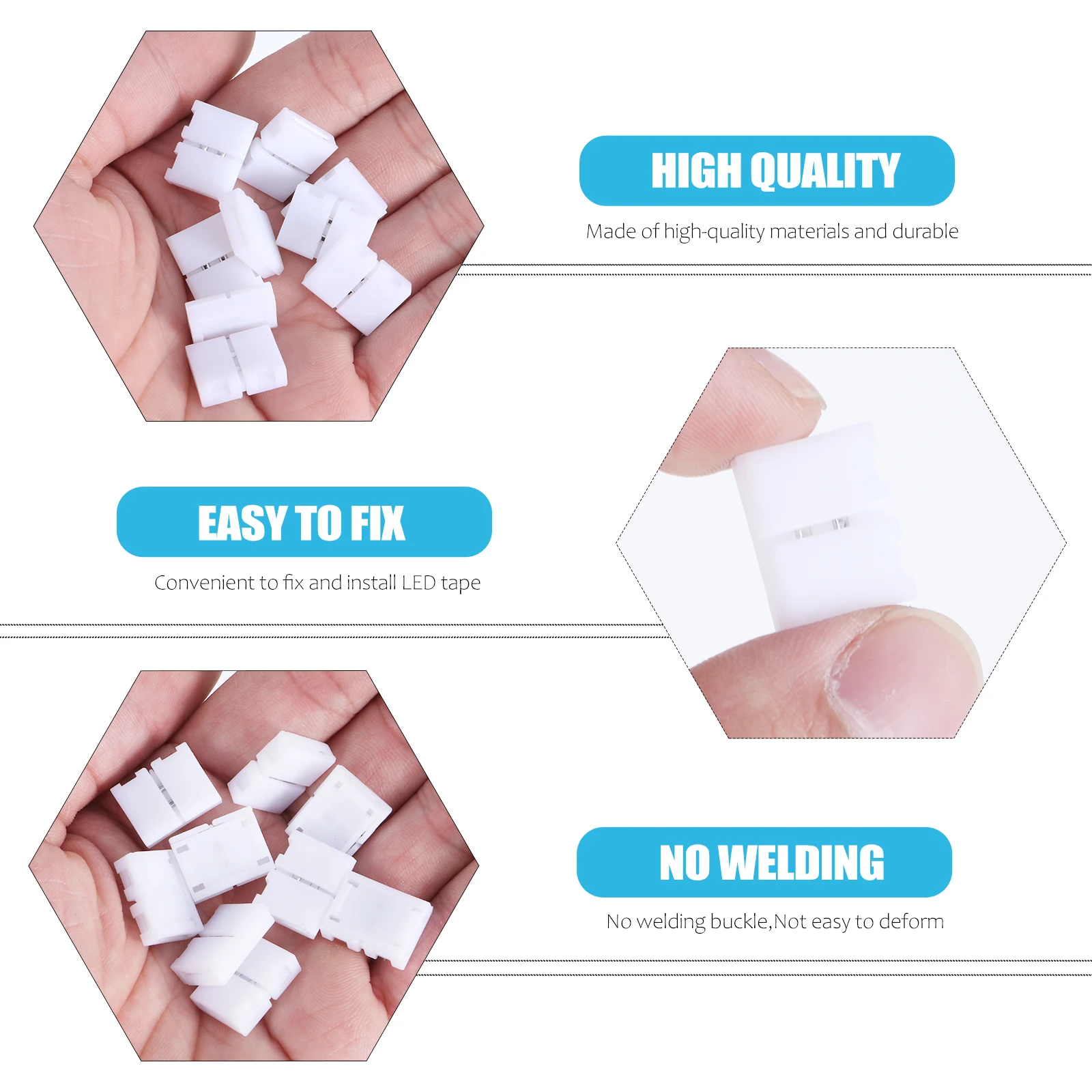 100 قطعة LED شريط إضاءة طقم توصيل لحام المفاجئة أسفل محولات لشريط مرن 8 مللي متر عارية مجلس مقاومة للحرارة مكافحة حرق