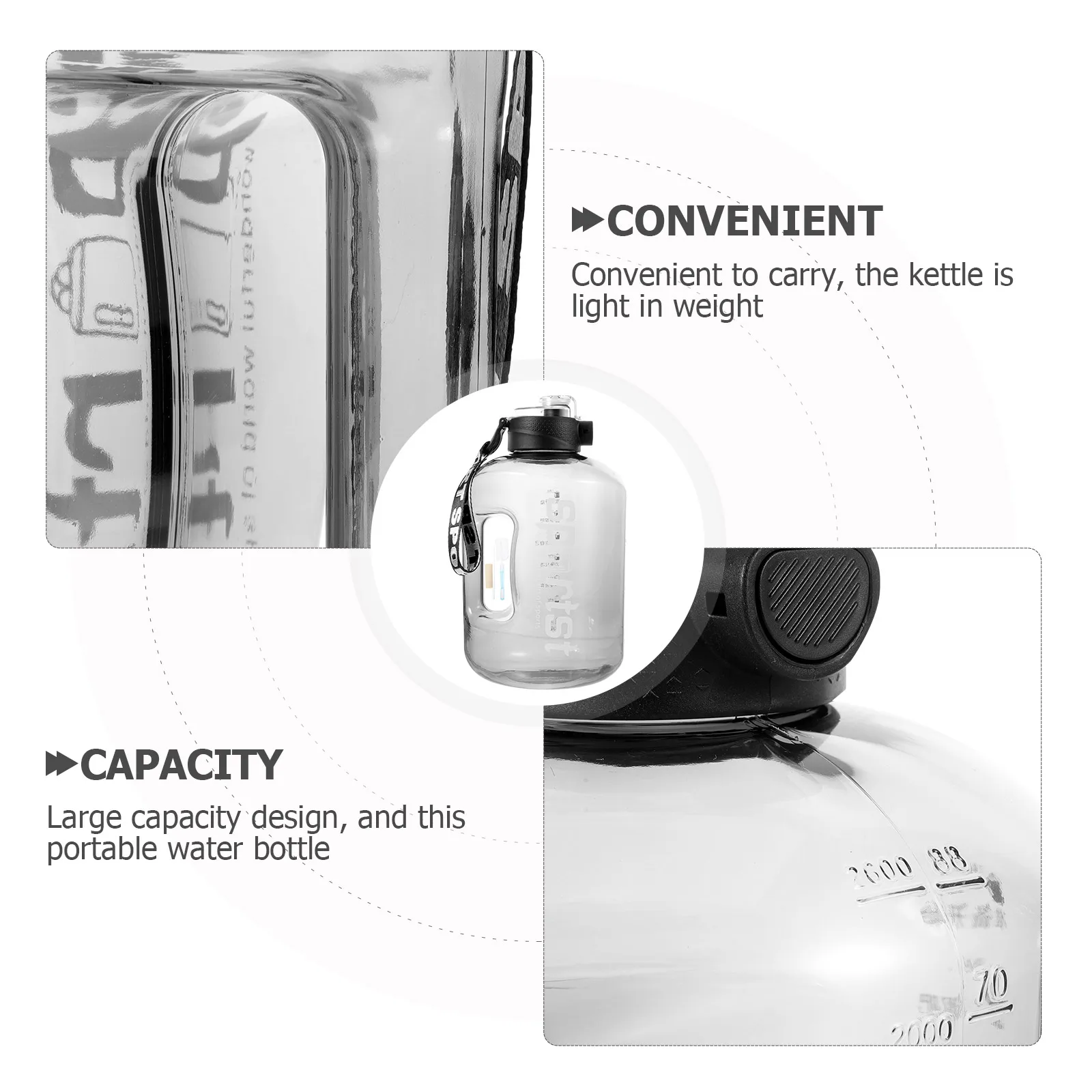 

1Set Lightweight Portable Water Bottle Large Capacity Sports Bottle for Outdoor Gym Fitness Camping Hiking Water Bottles