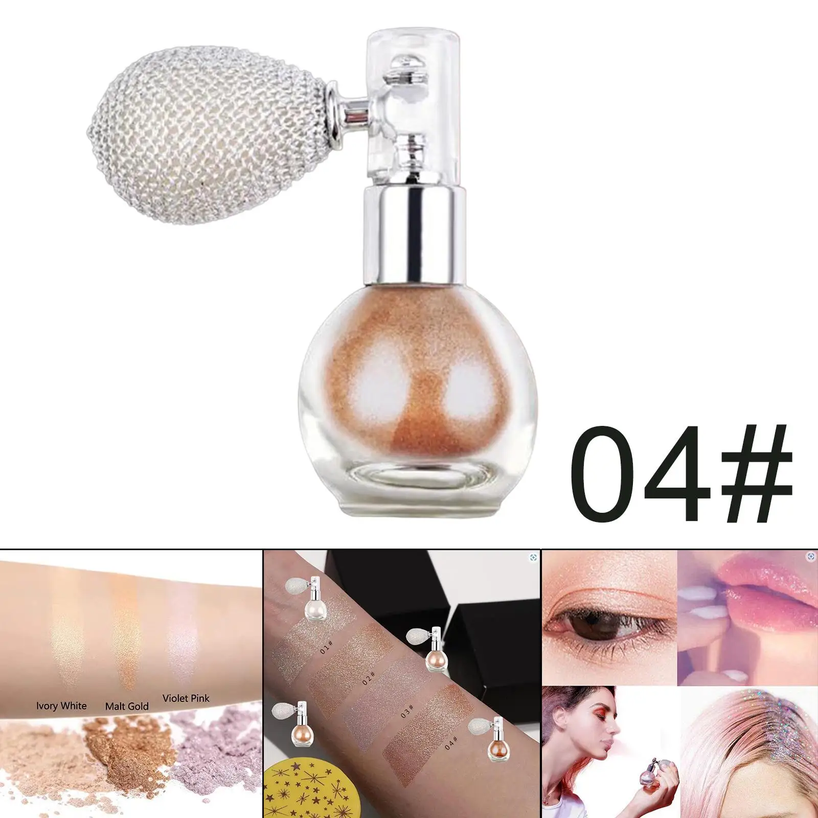 Highlighter spray glitter alto brilho pó conjunto de maquiagem rosto corpo cosméticos brilho para festa feminina