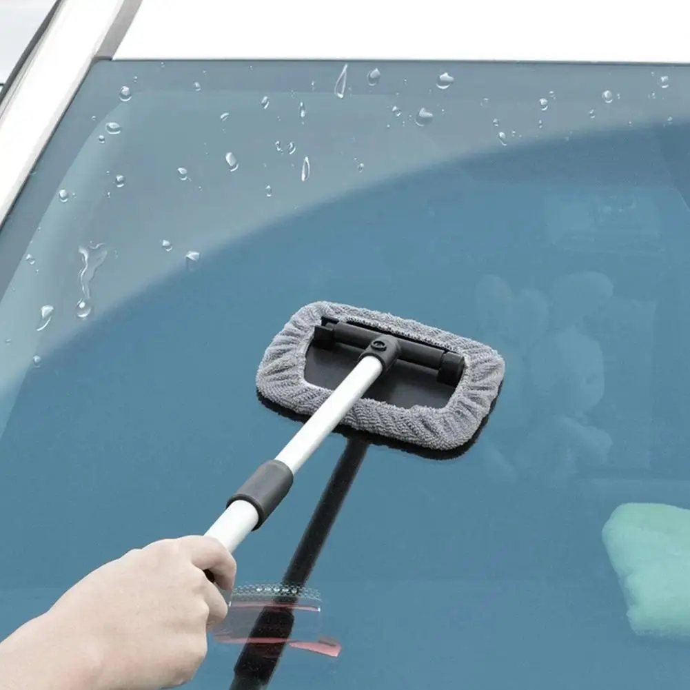 Auto-Windschutzscheiben-Reinigungsset, 5/9-teiliger Auto-Glaswischer mit langem Griff und Reinigungstuch für die Innenraumfensterpflege – Detail 13