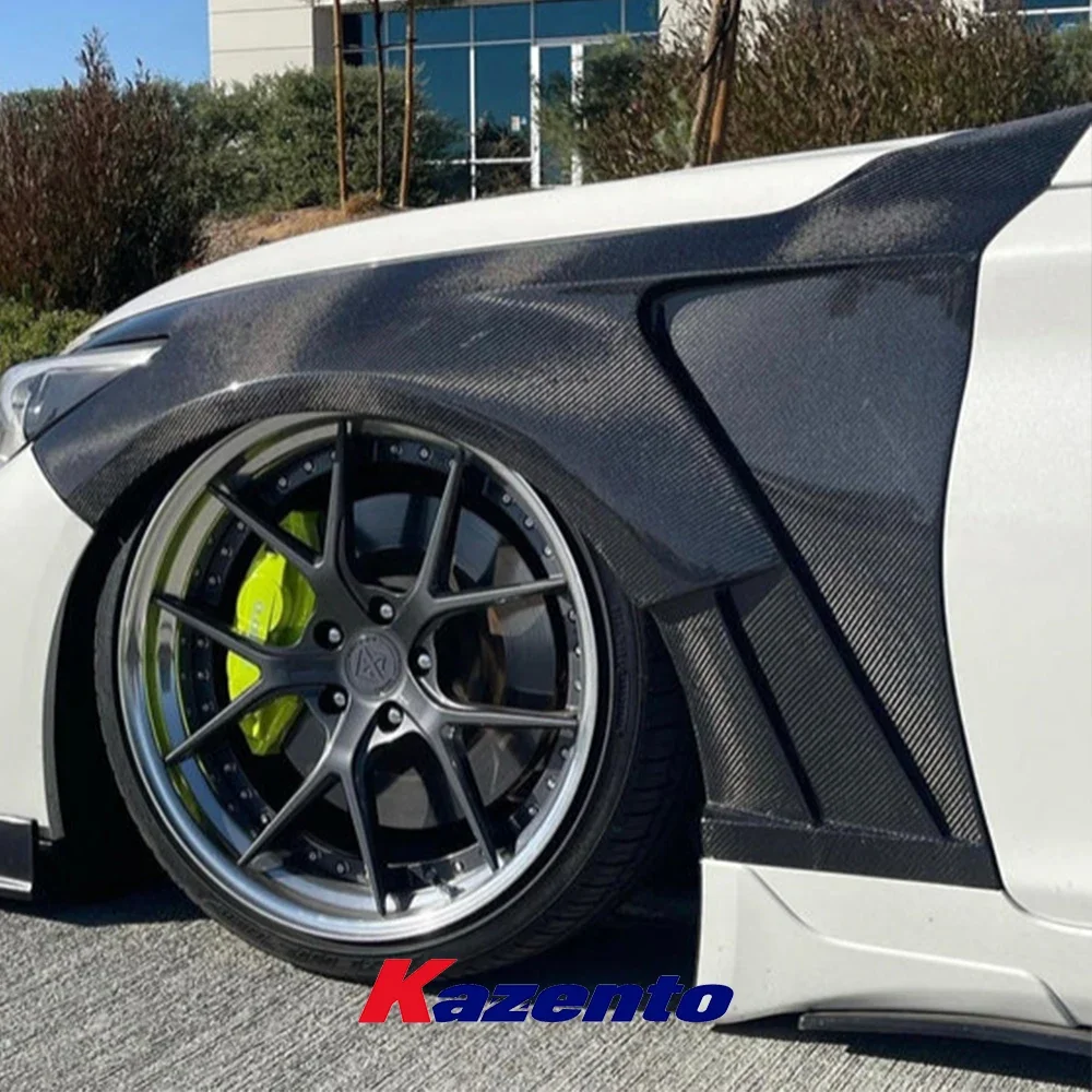For Infiniti Q50 14-21 KZ Style Honeycomb Carbon Fiber Front Bumper Fender Pair Side Wing