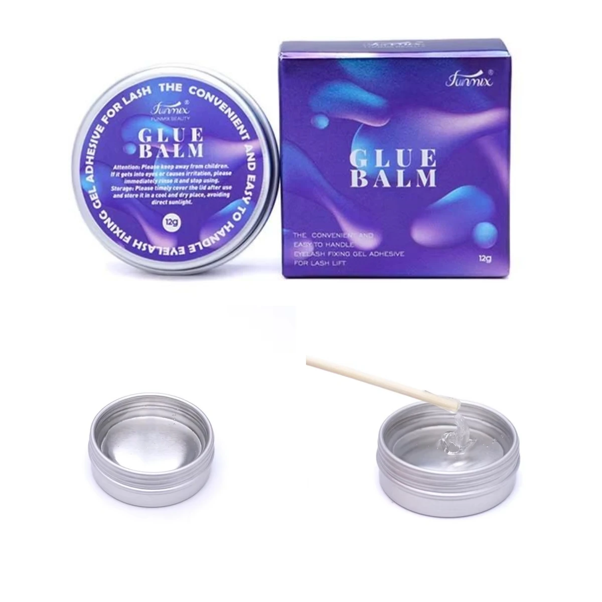 Funmix 2025 Neue 12 g klare Kleberbalsampaste, Wimpernverlängerung, Wimpernlifting, fester Kleber, Fixierwachs, nicht reizend, starker Fixierer, vegan