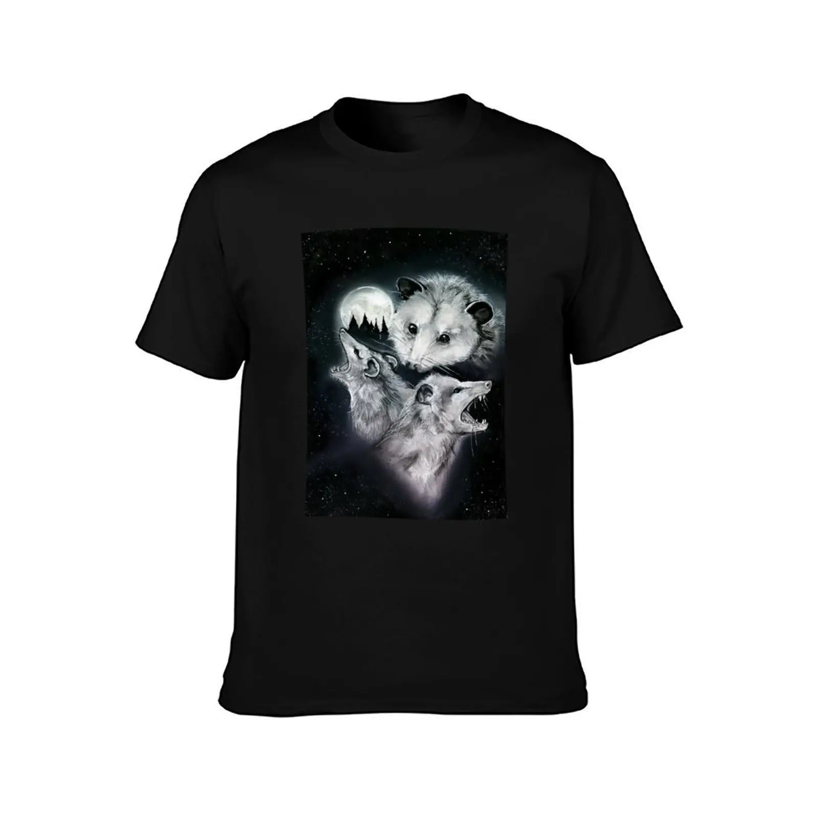 3 Possum Moon T-Shirt Summer Casual Cotton Tee Oversized Streetwear Tops Vintage Graphic Print Loose Fit Short Sleeve
