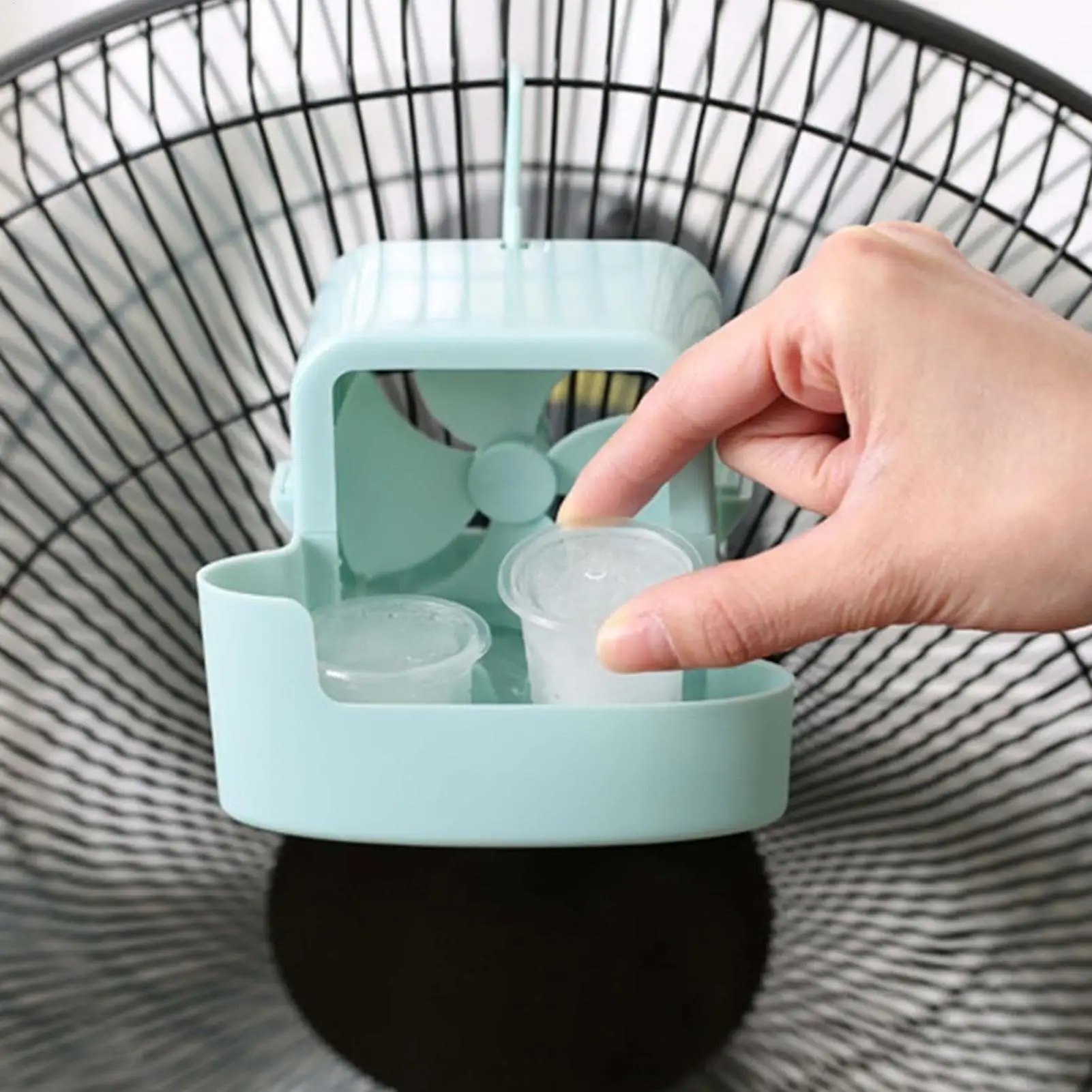 Electric Hanging Cooling Fan with 4 Ice Cups Mist Cooling Adapter Hangable Ice Holder Floor Fan for Household Rapid Cooling
