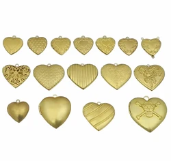 BoYuTe (50 Pieces/Lot) Raw Brass Heart Shaped Photo Locket Pendant Materials Diy Jewelry Accessories Wholesale