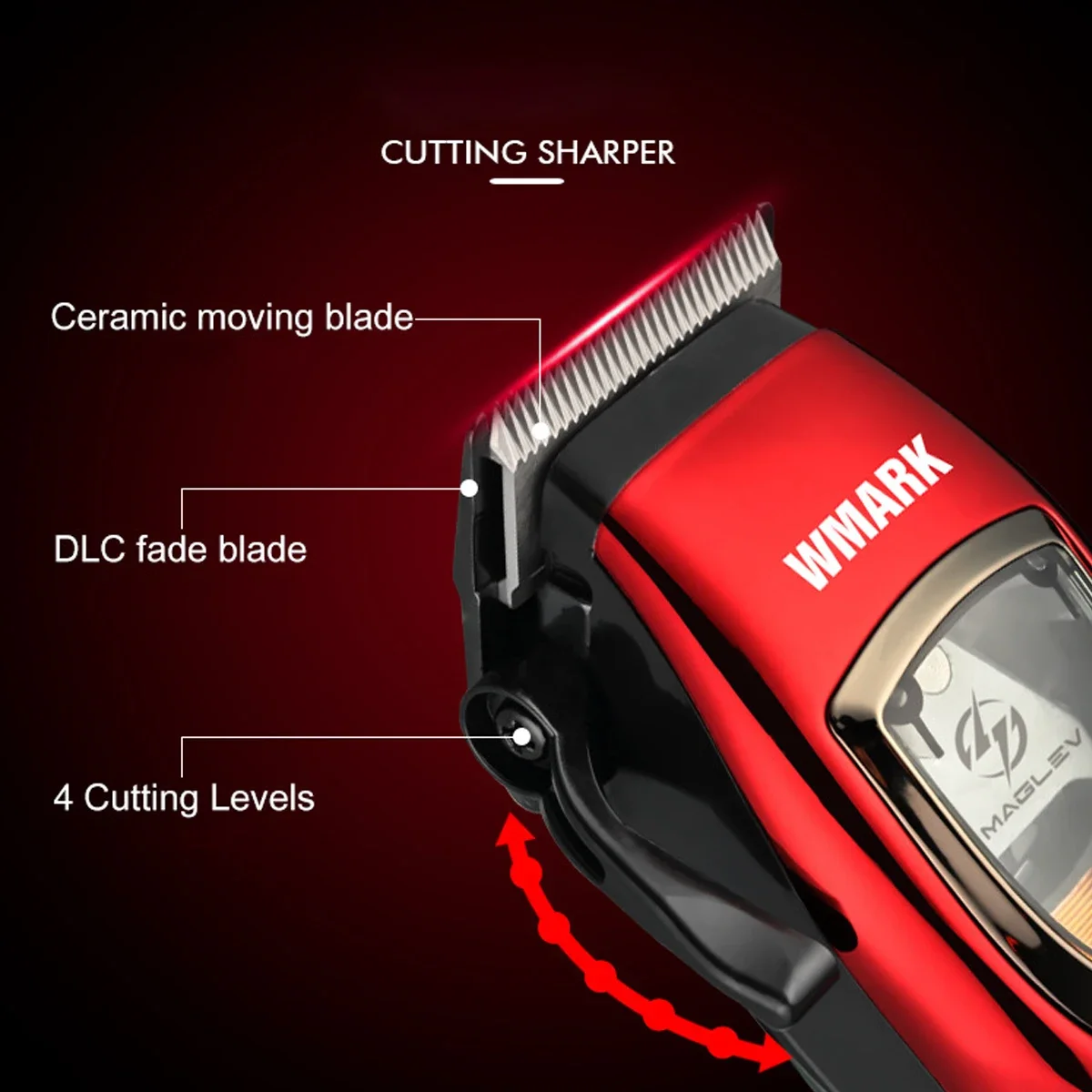 9000RPM WMARK NG-9010 Professional Hair Clipper Magnetic Motor DLC Blade Base Charger LED Display Men's Barber Machine Haircut