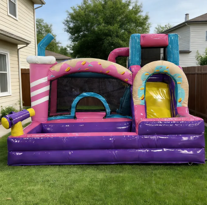 Inflatable princess combo trampoline with slide, inflatable bouncer, moonwalk trampoline