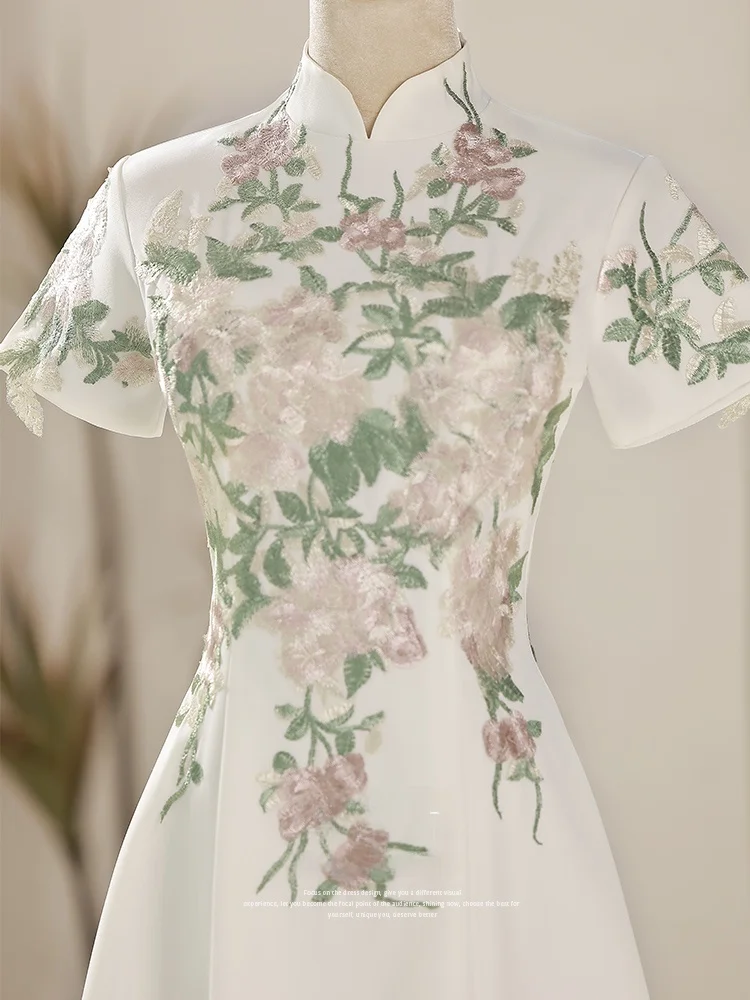 

Улучшенное вечернее платье Ele с высококачественной вышивкой, белое, для ежегодных встреч и повседневной носки