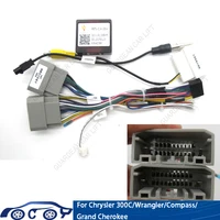 Cable de cableado de Radio para coche, adaptador de arnés de 16 pines con enchufe de cámara trasera CANBUS para Chrysler 300C/Wrangler/Compass/ Grand Cherokee