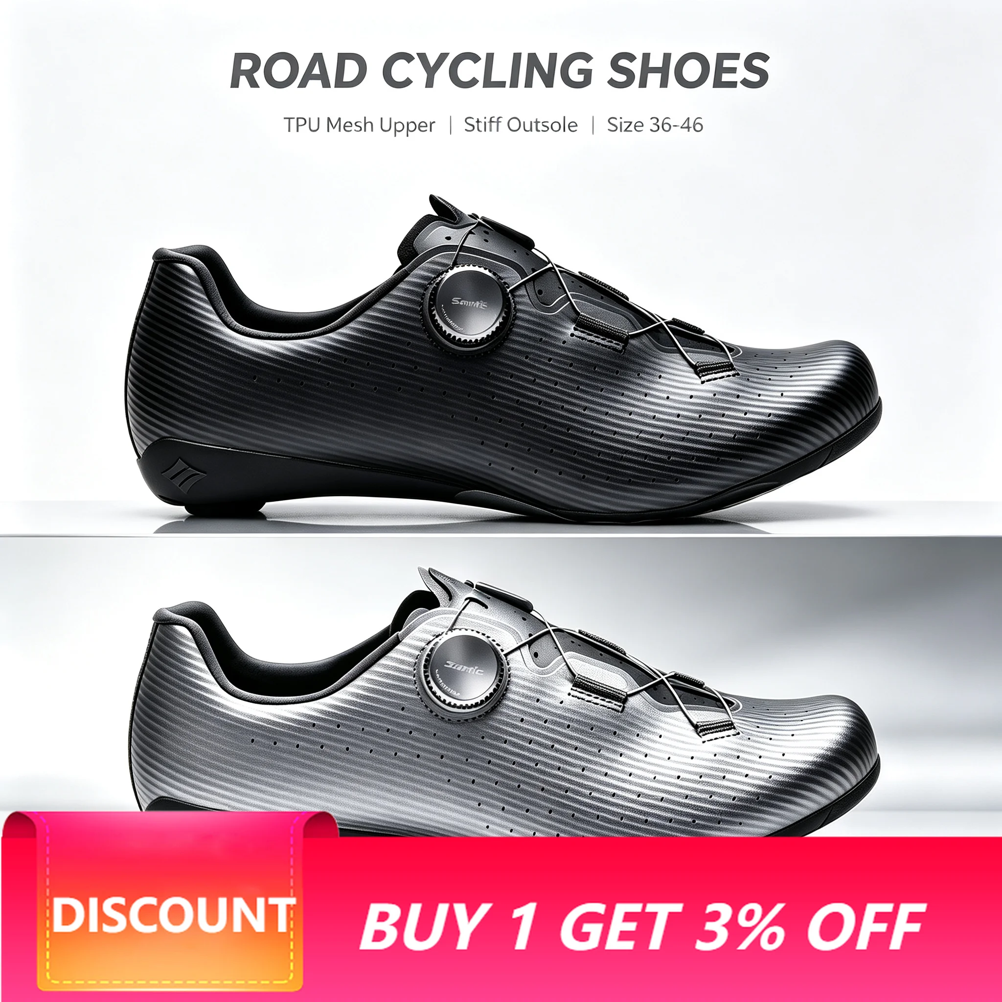 Santic Cycling Shoes Men Carbon Fiber Outsole Road Bike Shoes Women Breathable ATOP Reel Knob Lacing System WZS24043