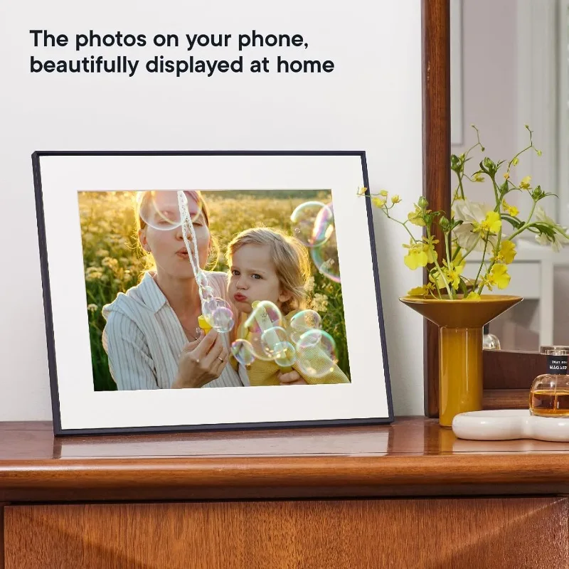 Walden 15" WiFi Digital Picture Frame Quick, Easy Setup in Aura App | Free Unlimited Storage | Ink with White Mat