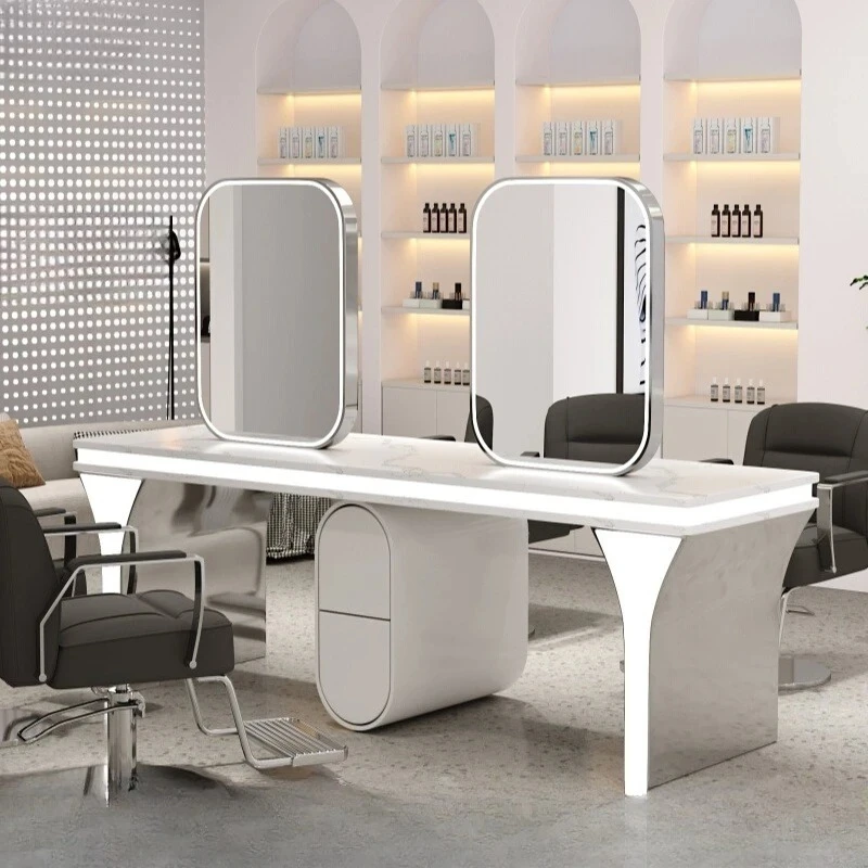 new barber shop mirror hair salon special perm and dyeing table hair cutting six-person mirror cabinet integrated