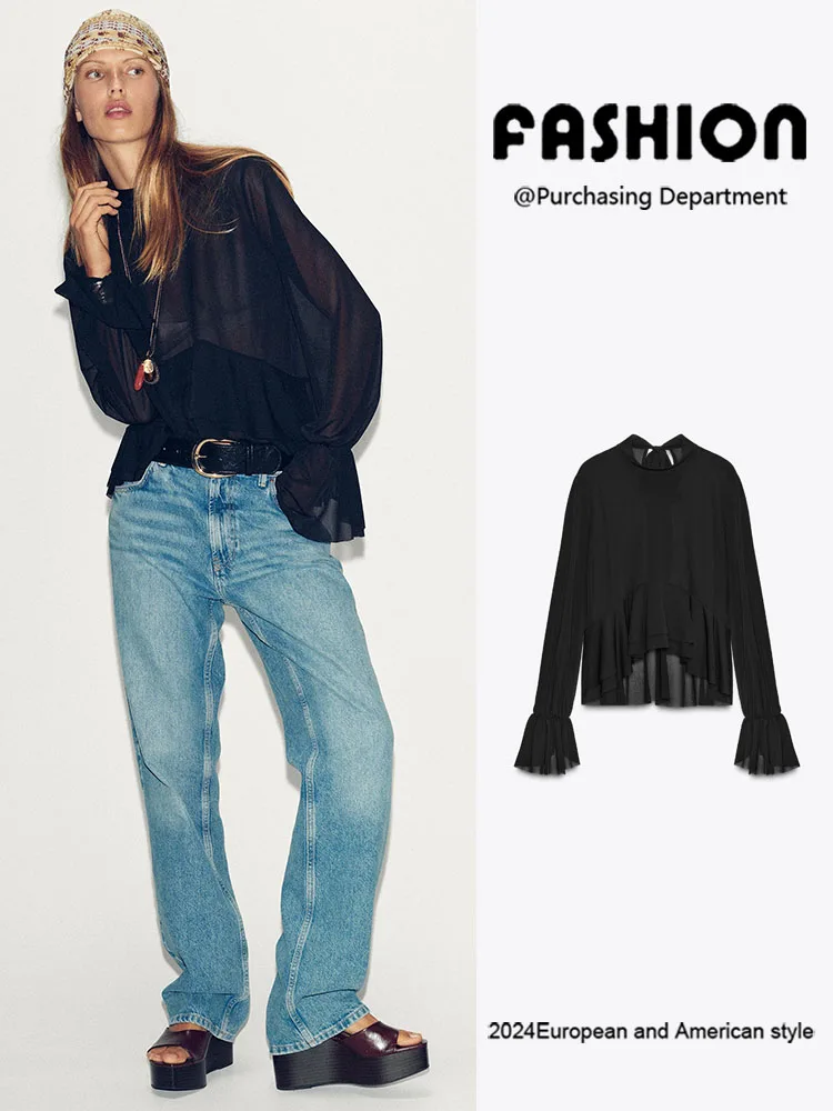 

Faionable Women's Long Sve Layered Decorative Drapey Top New Arrival Winter 2025 round Ne ort Outerwear for Ladies