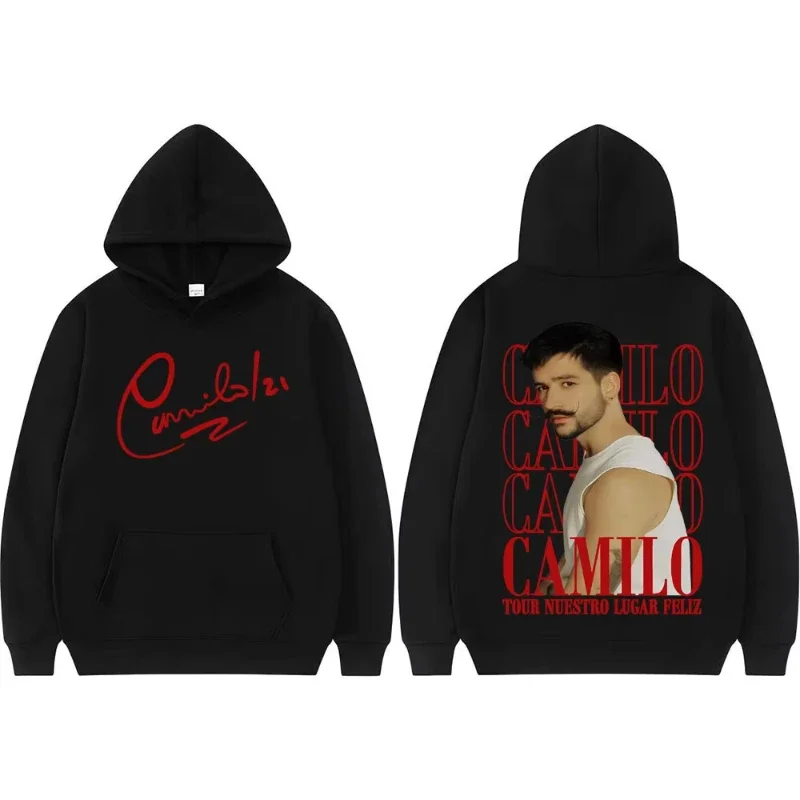 

Singer Camilo Tour Nuestro Lugar Feliz Sweatshirts for Men Clothing High Street Retro Hoodies Unisex Oversized Hoodie Streetwear