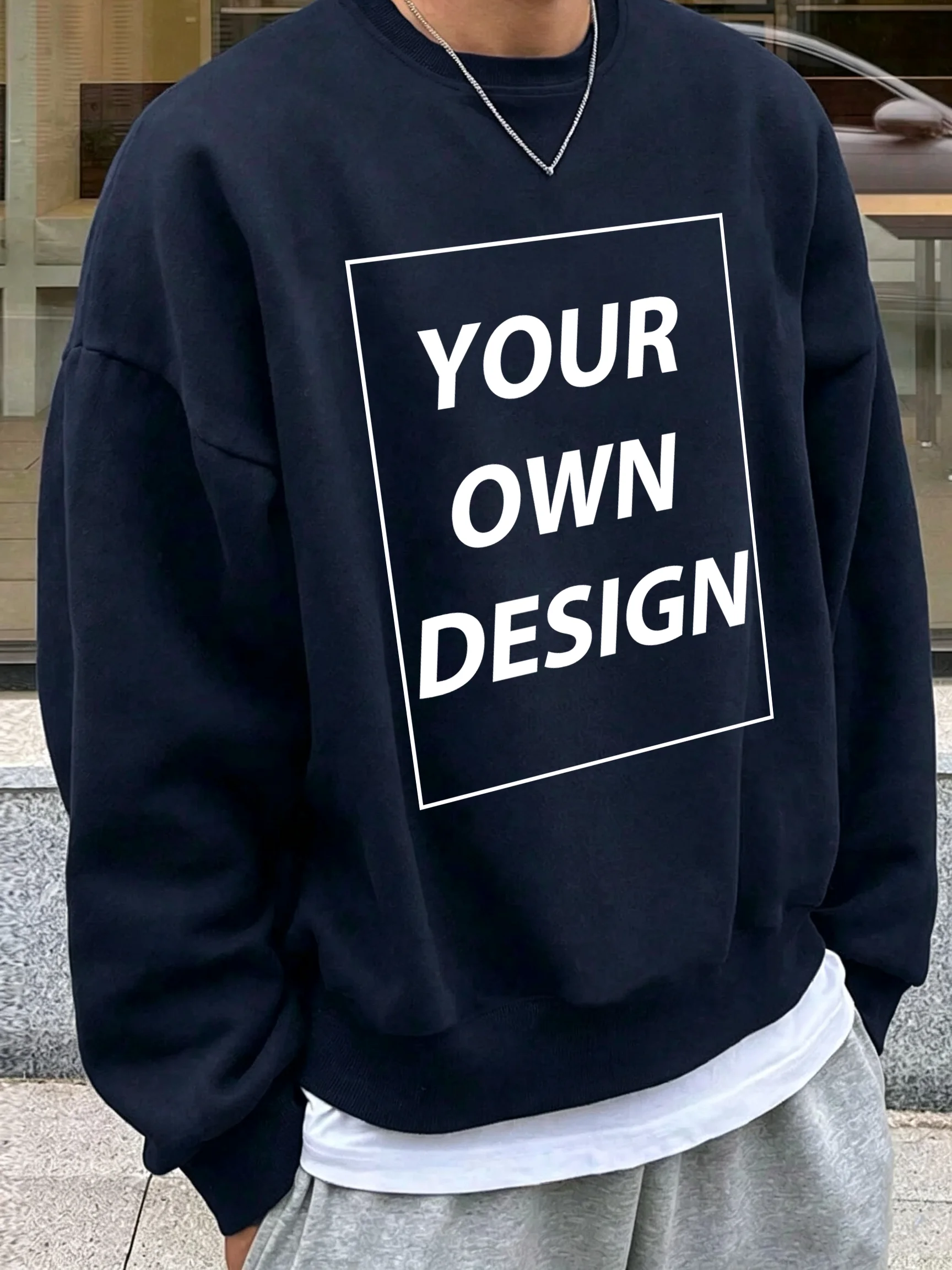 DIY Personalized Customize Sweatshirts Mens Casual Street Tops Classic Daily Team Workwear Fleece Comfy Hoodless Loose Pullovers