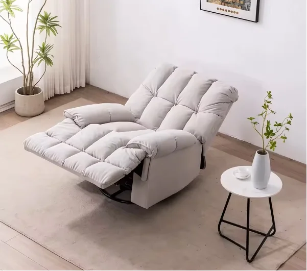 !@Modern Single Microfiber Fabric Manual Recliner Chair New Design Living Room Swivel Dining Recliner with Excellent Comfort