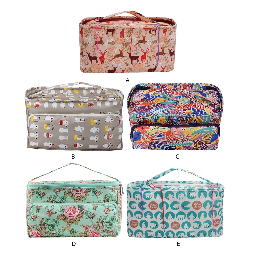 

Printing Wool Crochet Hook Storage Tote Bag Knitting Yarn Holder Organizer Case