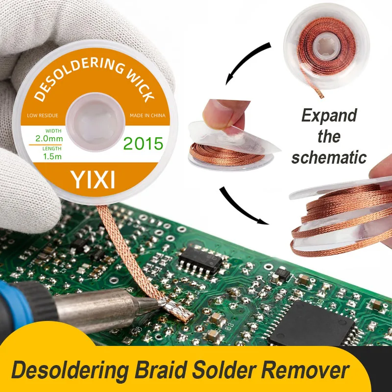 

Desoldering Wick Braided Copper Wire BGA Repair Tool Welding Point Solder Remover Soldering Lead Cord Flux 1/1.5/2/2.5/3/3.5/4mm