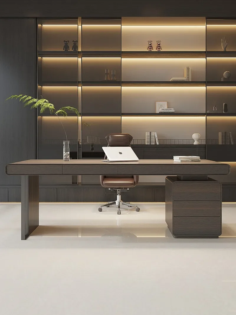 minimalist study desk solid wood high-end feeling living room home large board table writing desk